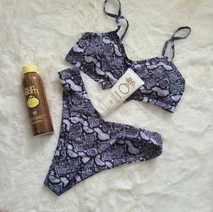 Snakeskin high cut two piece bikini